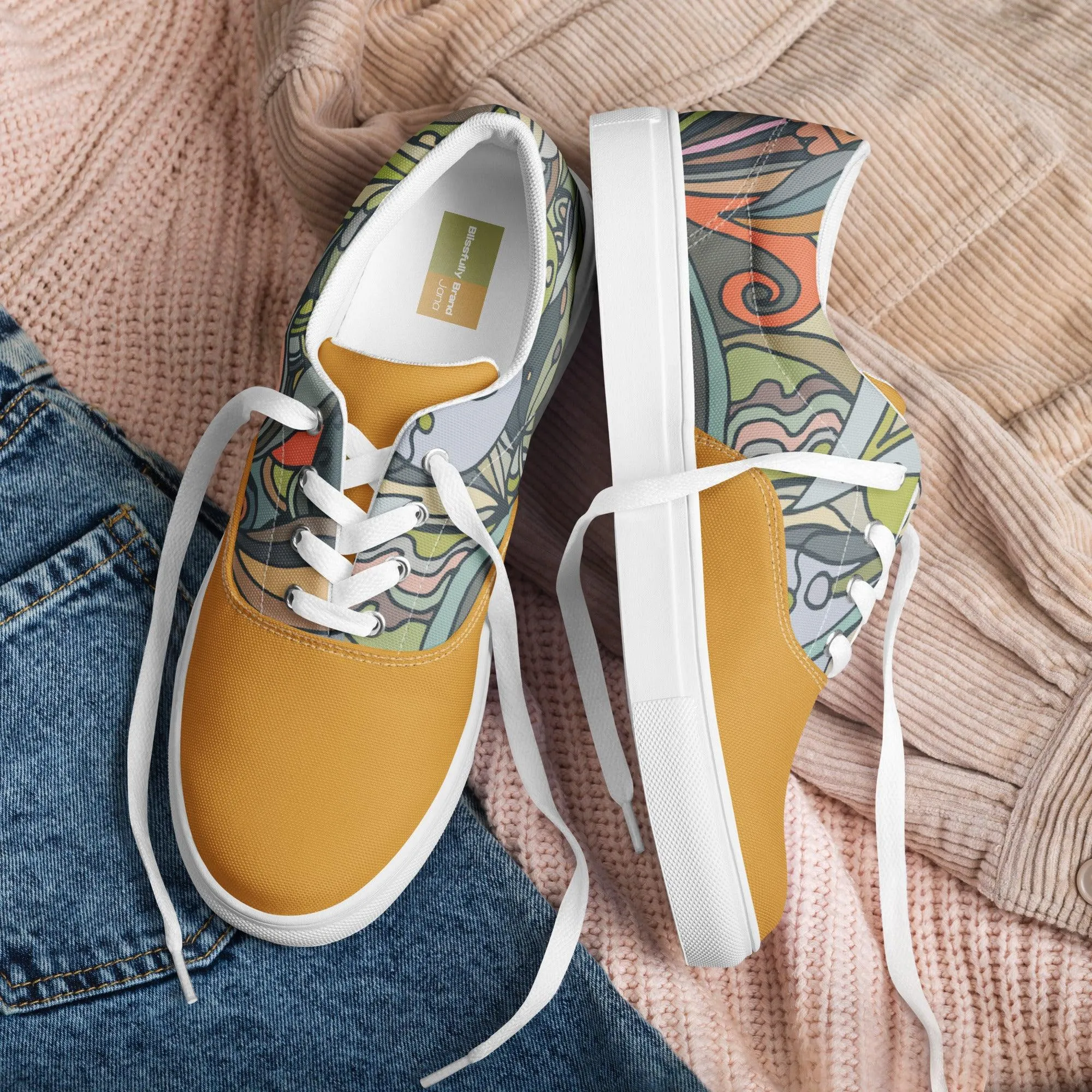 Jana Mix Lace Up Canvas Sneakers
