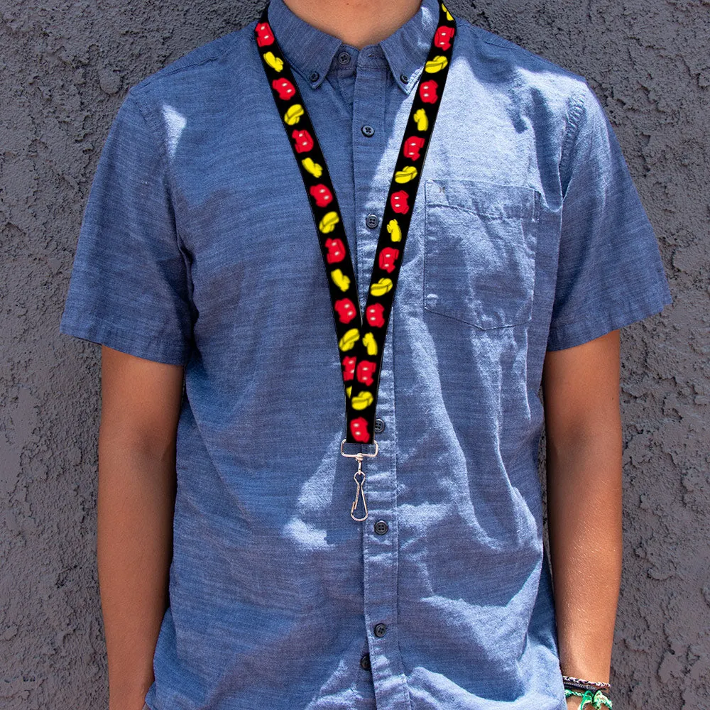 Lanyard - 1.0" - Mickey Mouse Shorts and Shoes Black/Red/Yellow
