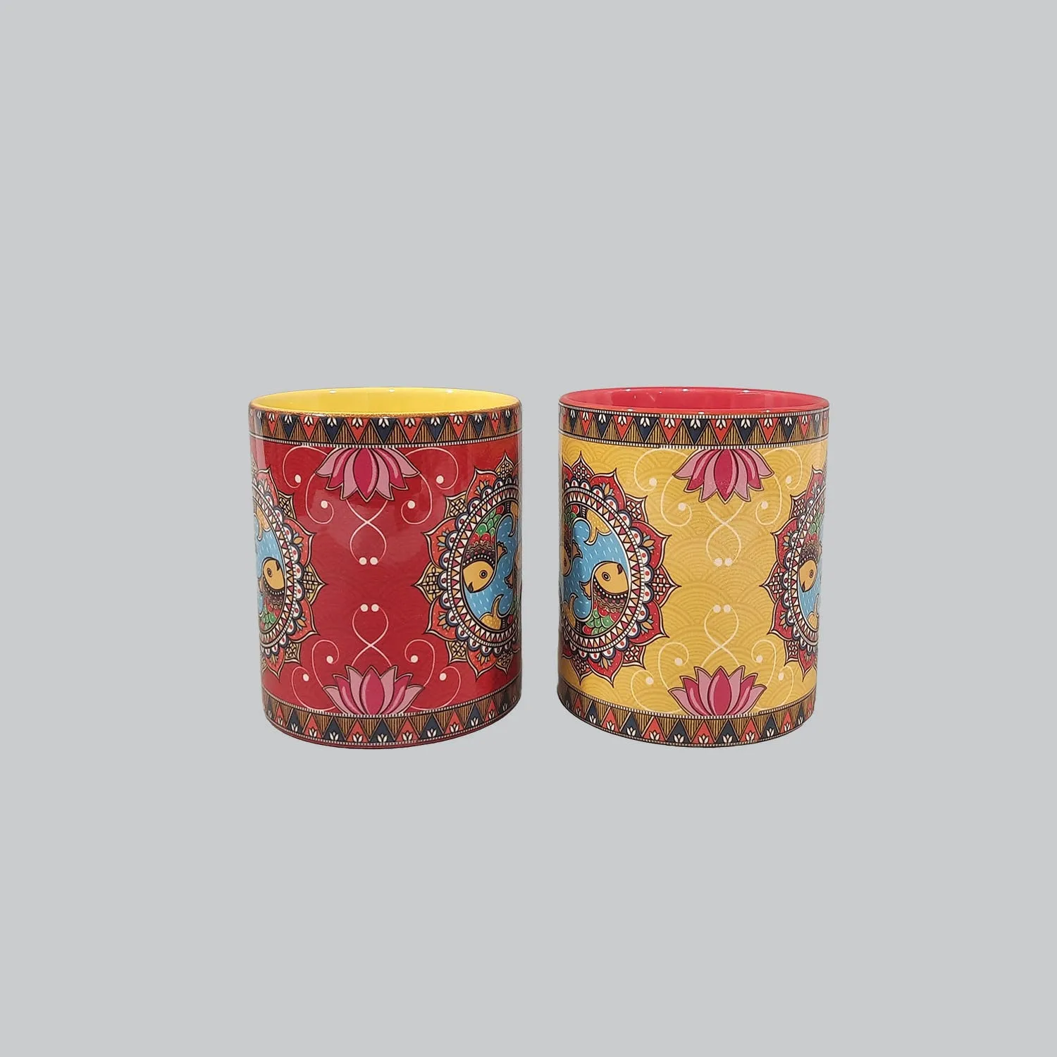 Madhubani Coffee Mugs Set of 2 (300 ml each)