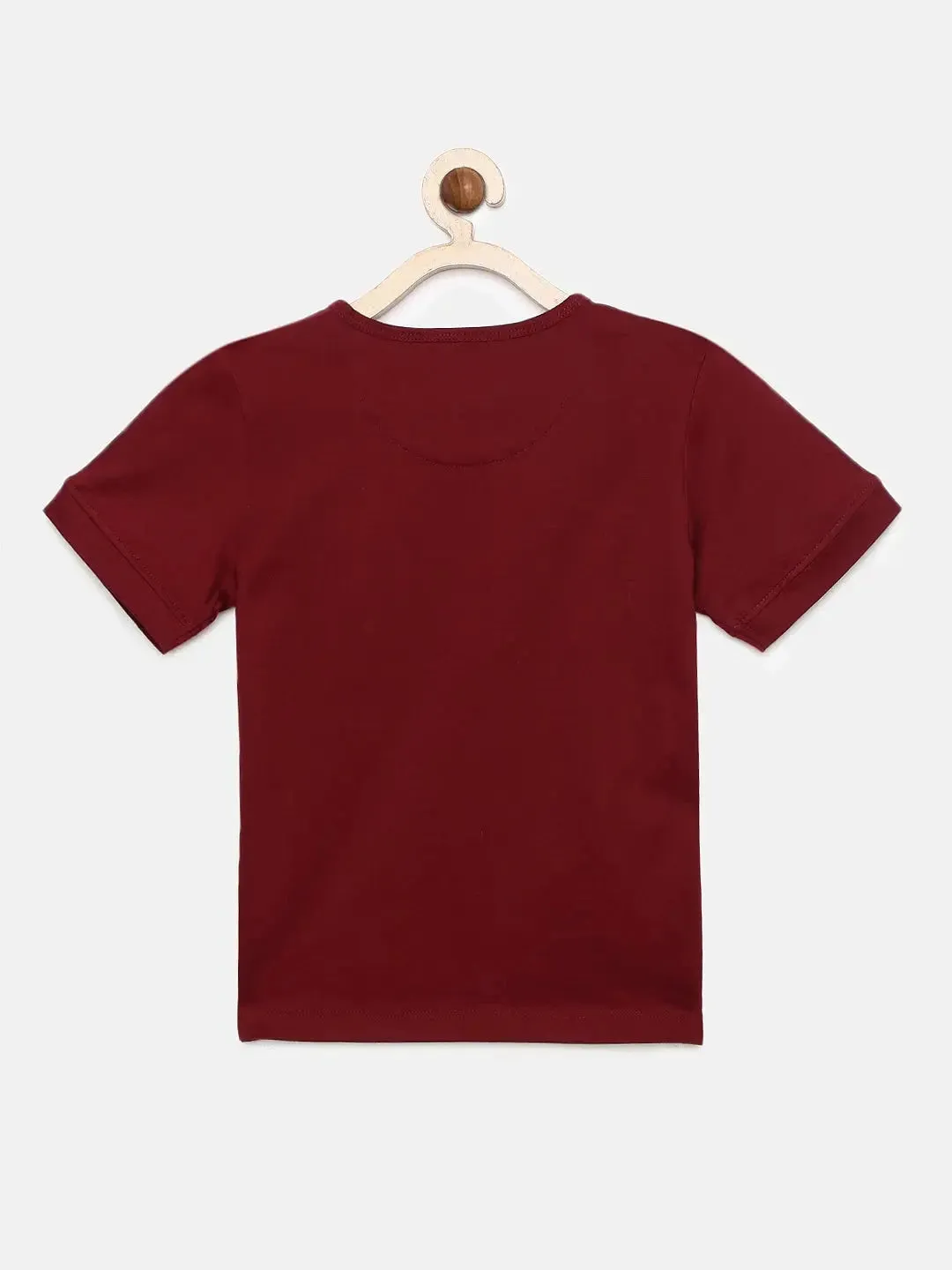 Maroon Cool Printed Round Neck Cotton T-shirt