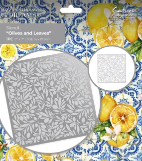 Mediterranean Dreams 7" x 7” Stencil - Olives and Leaves