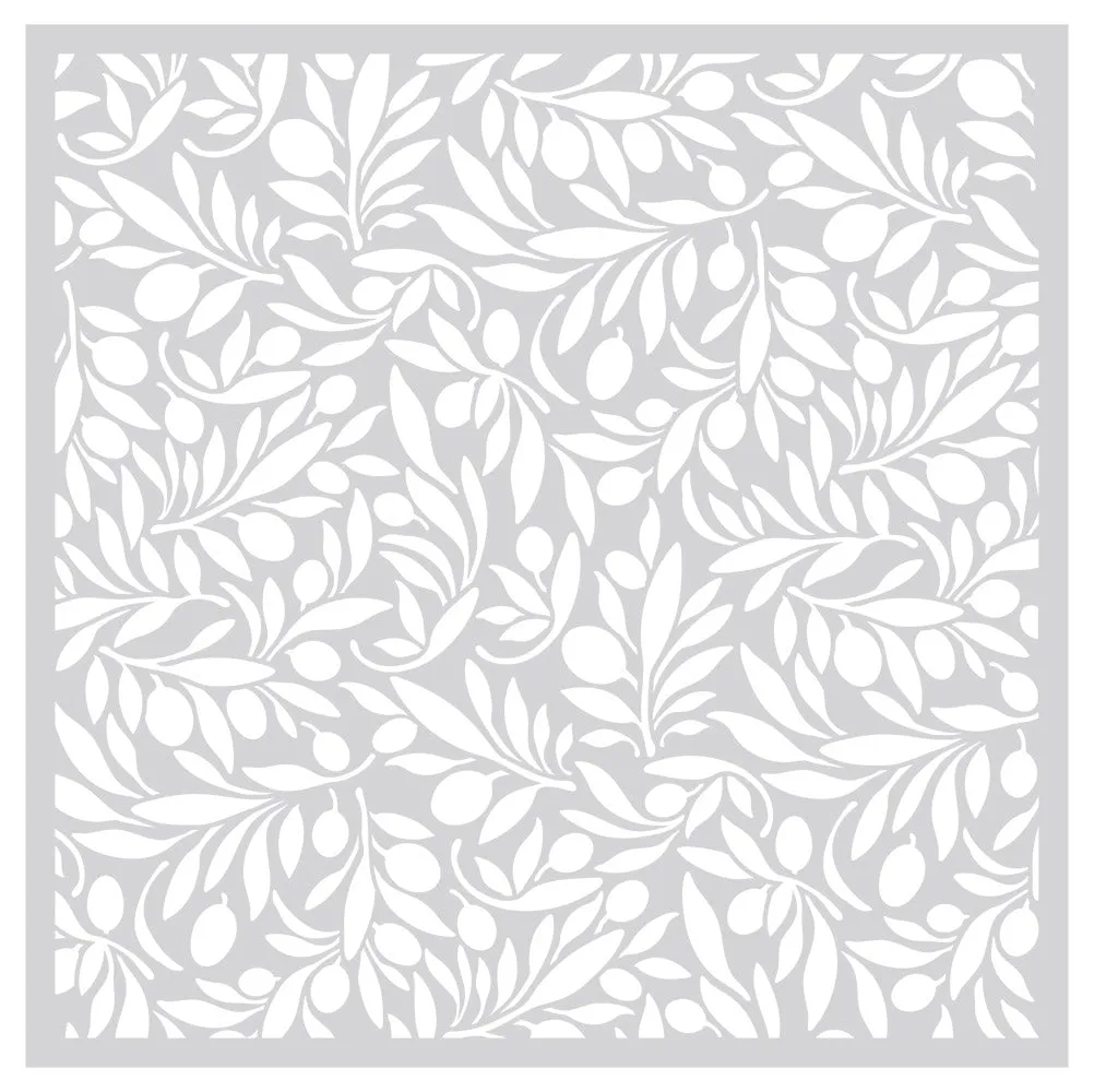 Mediterranean Dreams 7" x 7” Stencil - Olives and Leaves