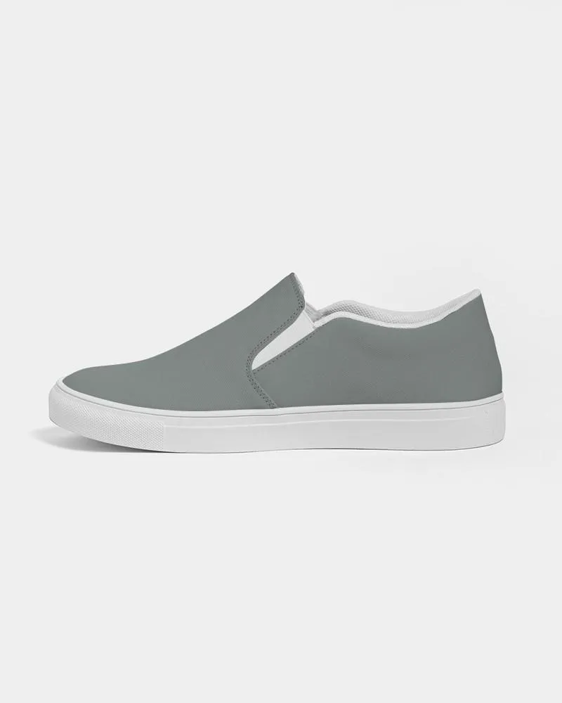 Medium Dark Green Gray Slip-On Canvas Sneakers | Women's | Medium Dark Pale Green Gray | C10M0Y10K60