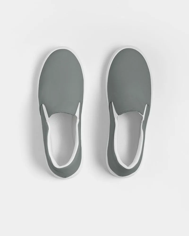 Medium Dark Green Gray Slip-On Canvas Sneakers | Women's | Medium Dark Pale Green Gray | C10M0Y10K60