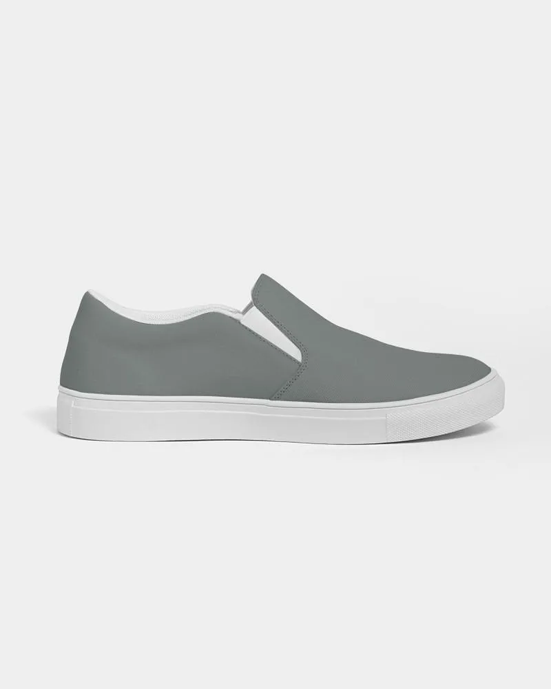 Medium Dark Green Gray Slip-On Canvas Sneakers | Women's | Medium Dark Pale Green Gray | C10M0Y10K60