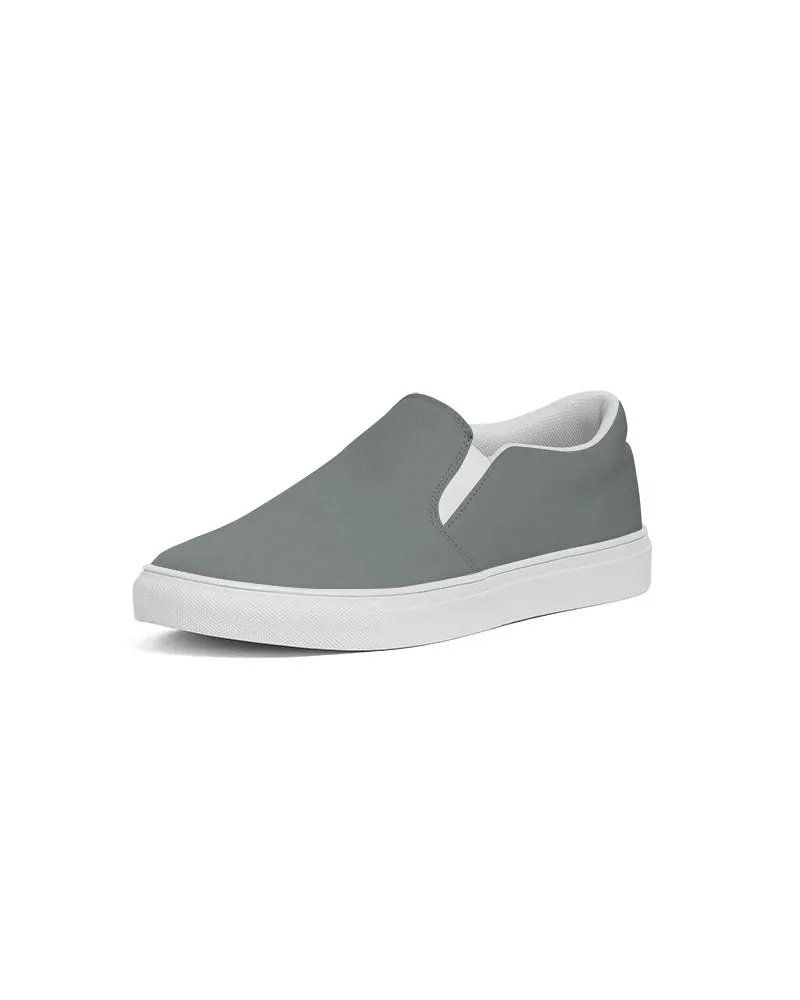 Medium Dark Green Gray Slip-On Canvas Sneakers | Women's | Medium Dark Pale Green Gray | C10M0Y10K60