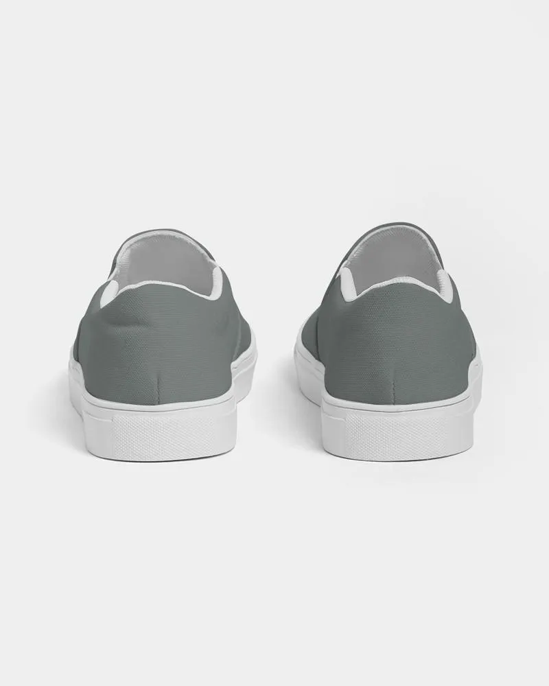 Medium Dark Green Gray Slip-On Canvas Sneakers | Women's | Medium Dark Pale Green Gray | C10M0Y10K60