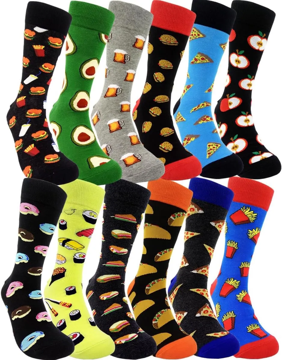 Men's Funny Pattern Dress Socks Crazy Design Cotton Socks Novelty Gifts for Men