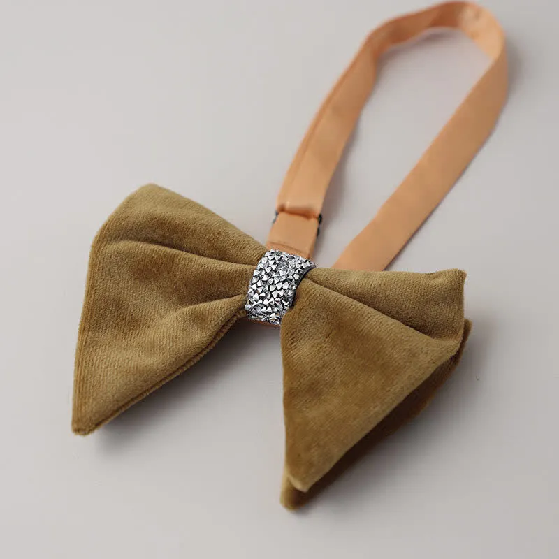 Men's Velvet Rhinestone Oversized Pointed Bow Tie