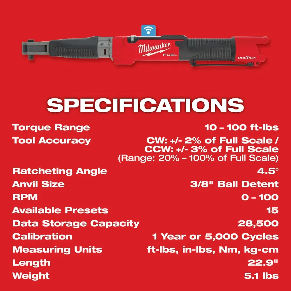 Milwaukee 2465-20 M12 FUEL 3/8" Digital Torque Wrench w/ ONE-KEY Bare Tool