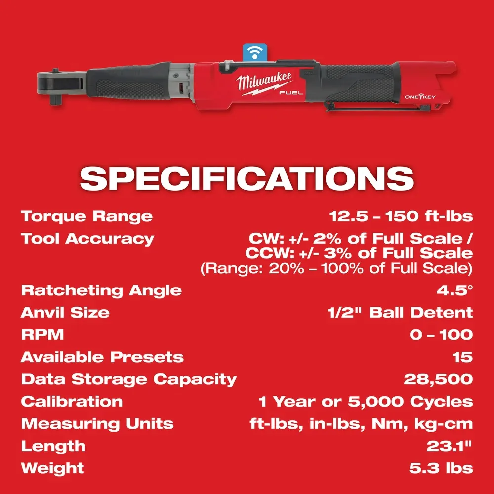 Milwaukee 2466-20 M12 FUEL 1/2" Digital Torque Wrench w/ ONE-KEY Bare Tool