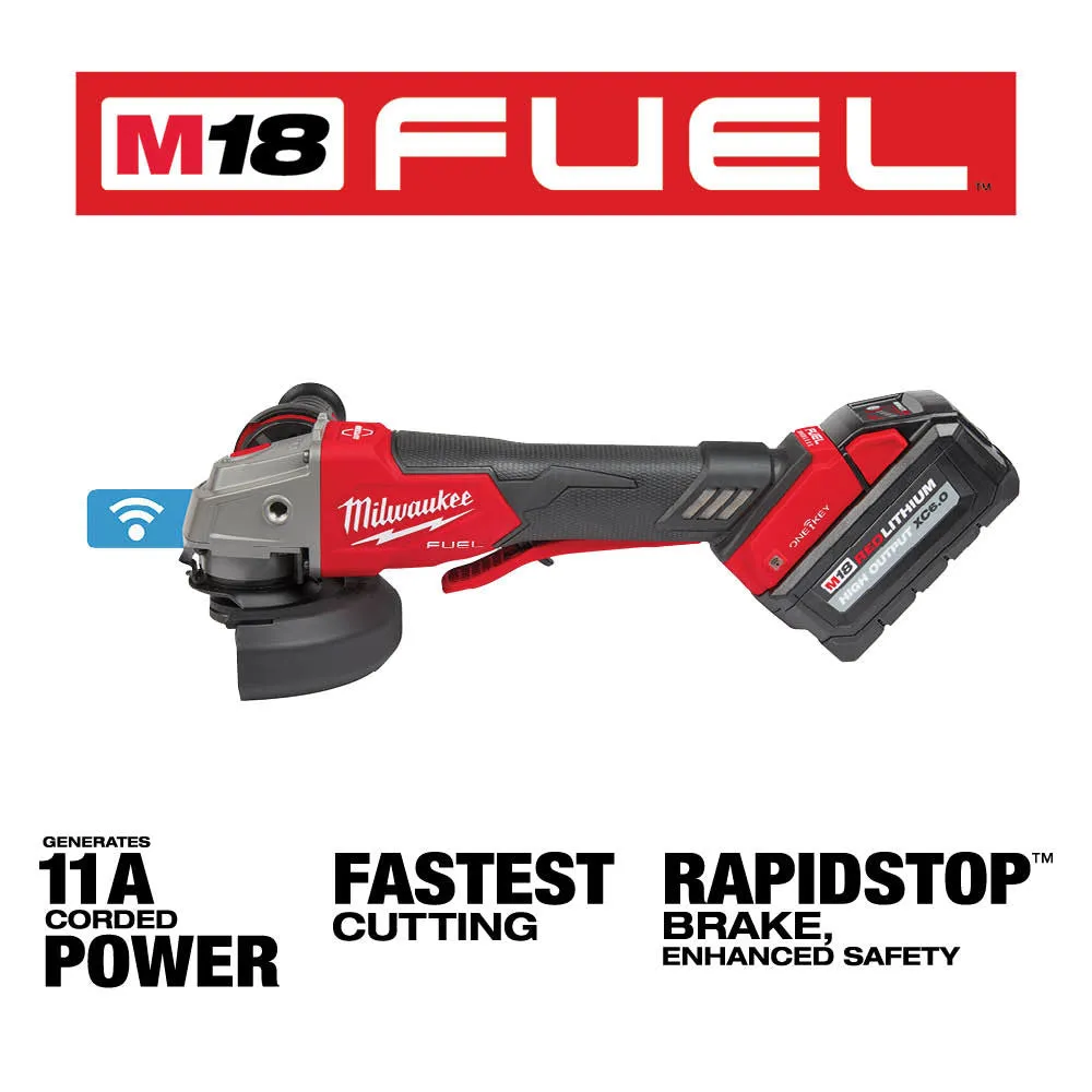 Milwaukee 2882-22 M18 FUEL™ 4-1/2" / 5" Braking Grinder w/ ONE-KEY™  Paddle Switch, No-Lock Kit