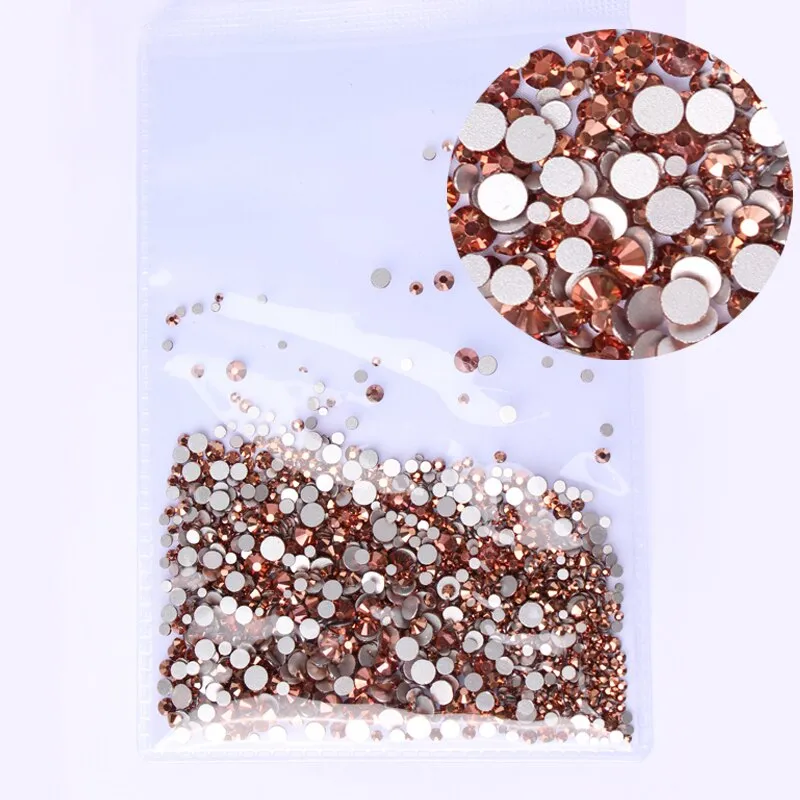 Mix Sizes 1000PCS/Pack Crystal Clear AB Non Hotfix Flatback Rhinestones Nail Rhinestones For Nails 3D Nail Art Decoration Gems