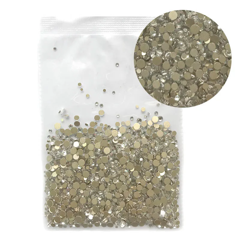 Mix Sizes 1000PCS/Pack Crystal Clear AB Non Hotfix Flatback Rhinestones Nail Rhinestones For Nails 3D Nail Art Decoration Gems