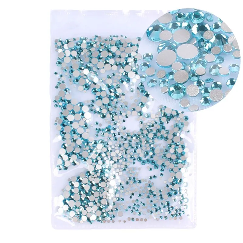 Mix Sizes 1000PCS/Pack Crystal Clear AB Non Hotfix Flatback Rhinestones Nail Rhinestones For Nails 3D Nail Art Decoration Gems