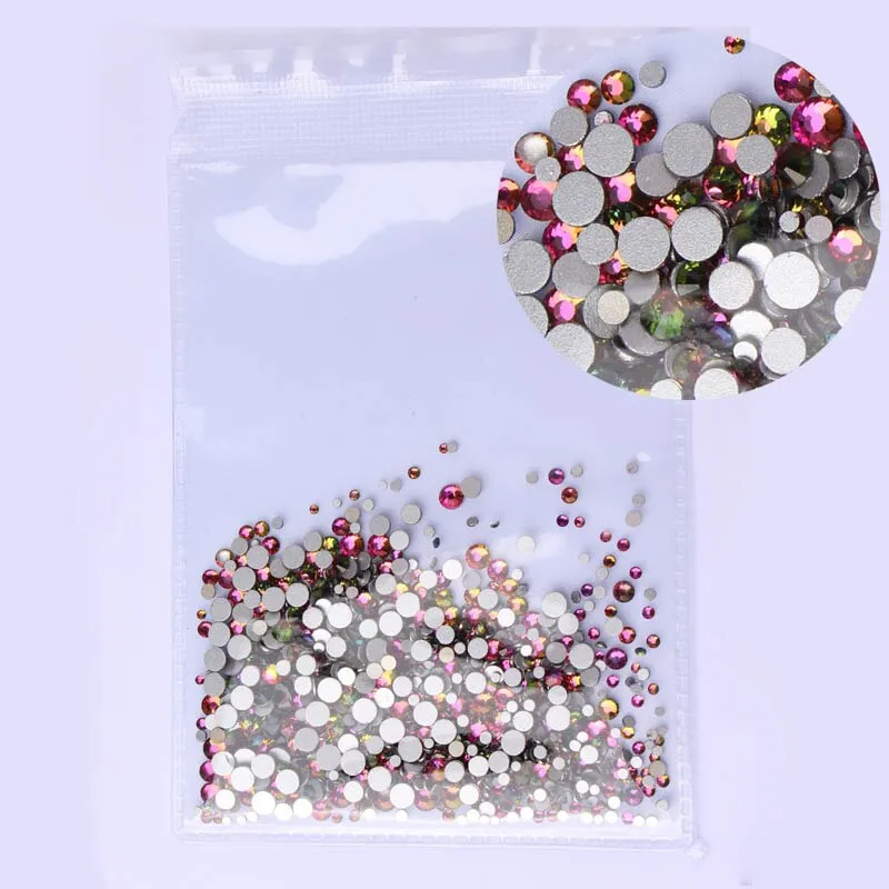 Mix Sizes 1000PCS/Pack Crystal Clear AB Non Hotfix Flatback Rhinestones Nail Rhinestones For Nails 3D Nail Art Decoration Gems