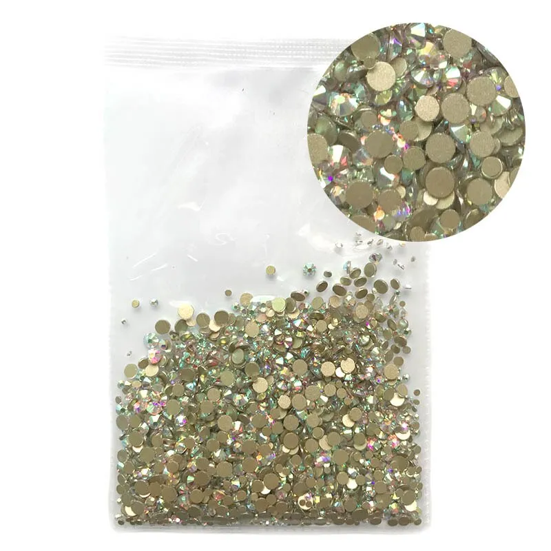 Mix Sizes 1000PCS/Pack Crystal Clear AB Non Hotfix Flatback Rhinestones Nail Rhinestones For Nails 3D Nail Art Decoration Gems