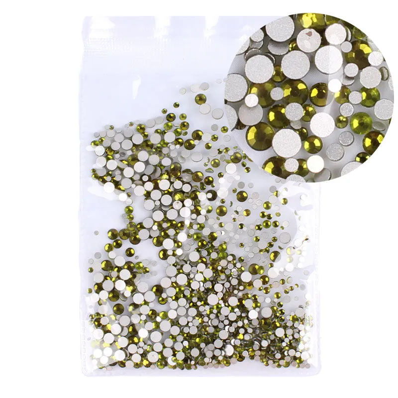 Mix Sizes 1000PCS/Pack Crystal Clear AB Non Hotfix Flatback Rhinestones Nail Rhinestones For Nails 3D Nail Art Decoration Gems