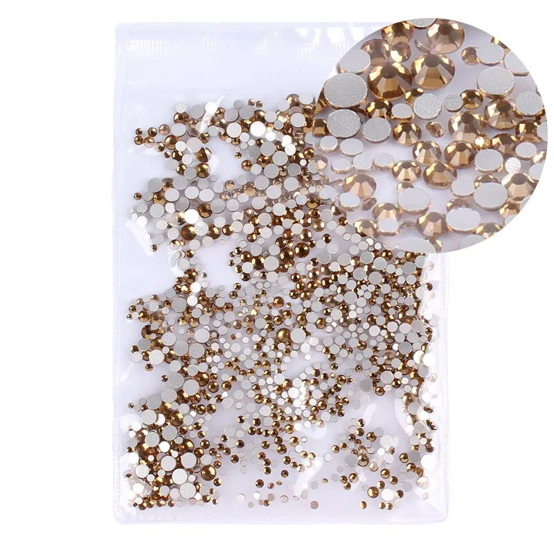 Mix Sizes 1000PCS/Pack Crystal Clear AB Non Hotfix Flatback Rhinestones Nail Rhinestones For Nails 3D Nail Art Decoration Gems