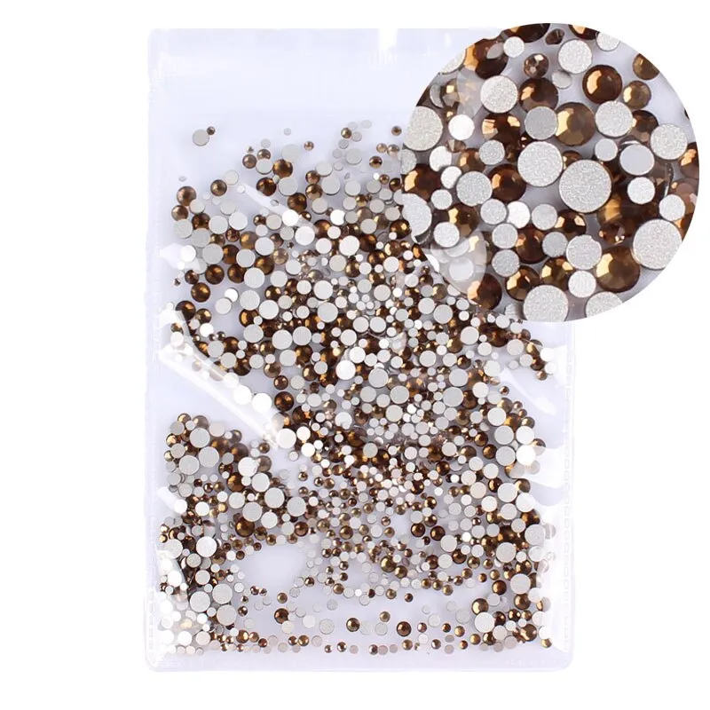 Mix Sizes 1000PCS/Pack Crystal Clear AB Non Hotfix Flatback Rhinestones Nail Rhinestones For Nails 3D Nail Art Decoration Gems