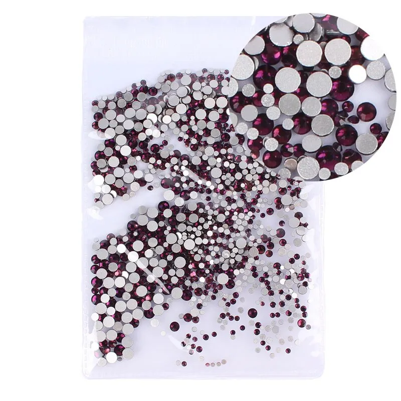 Mix Sizes 1000PCS/Pack Crystal Clear AB Non Hotfix Flatback Rhinestones Nail Rhinestones For Nails 3D Nail Art Decoration Gems