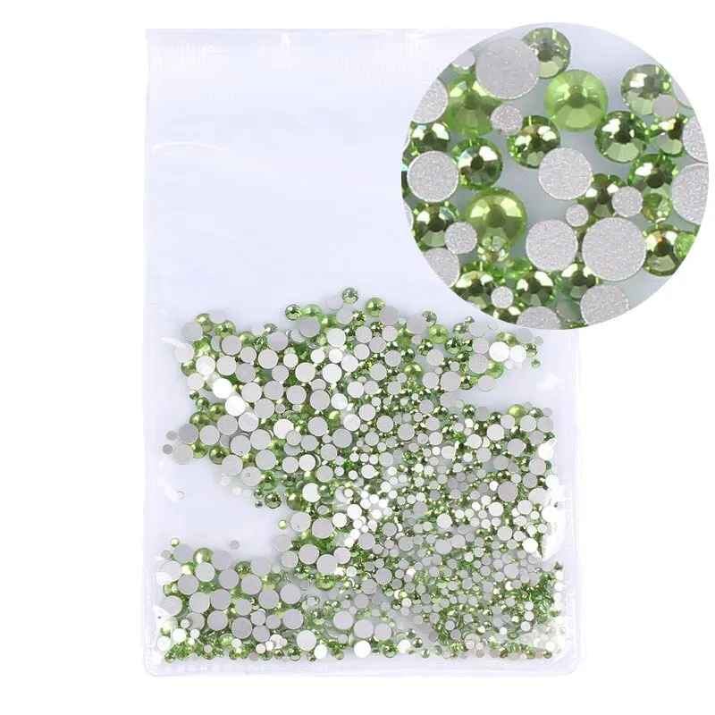 Mix Sizes 1000PCS/Pack Crystal Clear AB Non Hotfix Flatback Rhinestones Nail Rhinestones For Nails 3D Nail Art Decoration Gems