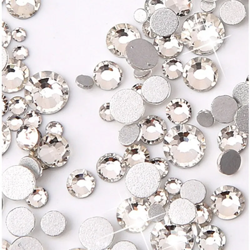 Mix Sizes 1000PCS/Pack Crystal Clear AB Non Hotfix Flatback Rhinestones Nail Rhinestones For Nails 3D Nail Art Decoration Gems