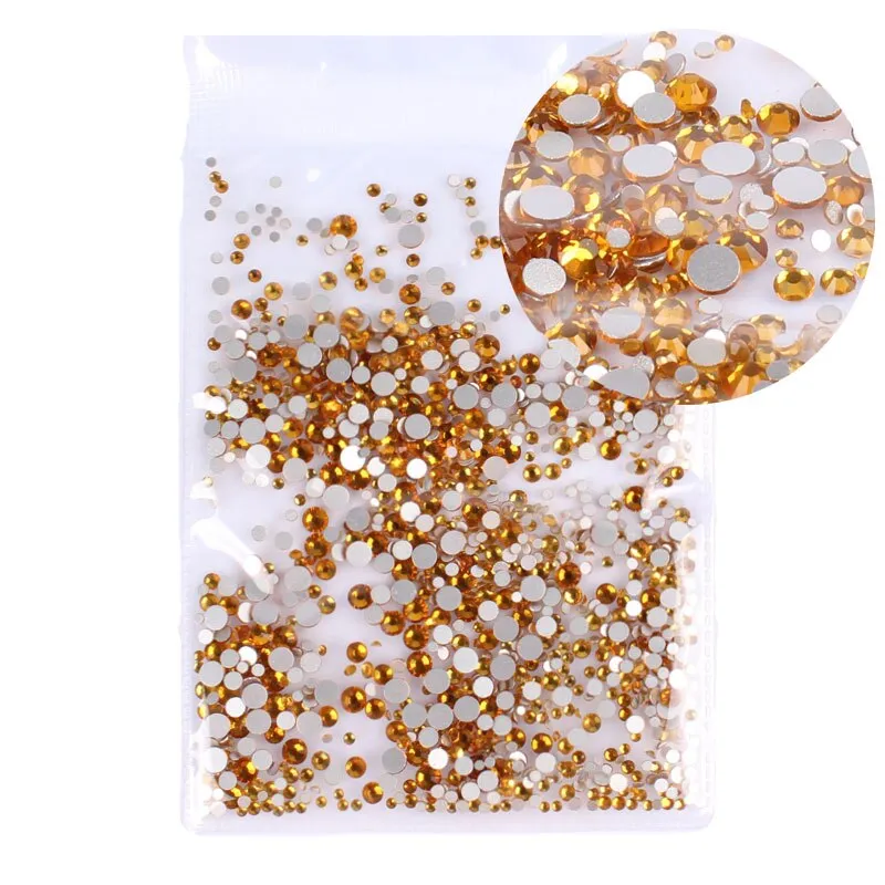 Mix Sizes 1000PCS/Pack Crystal Clear AB Non Hotfix Flatback Rhinestones Nail Rhinestones For Nails 3D Nail Art Decoration Gems