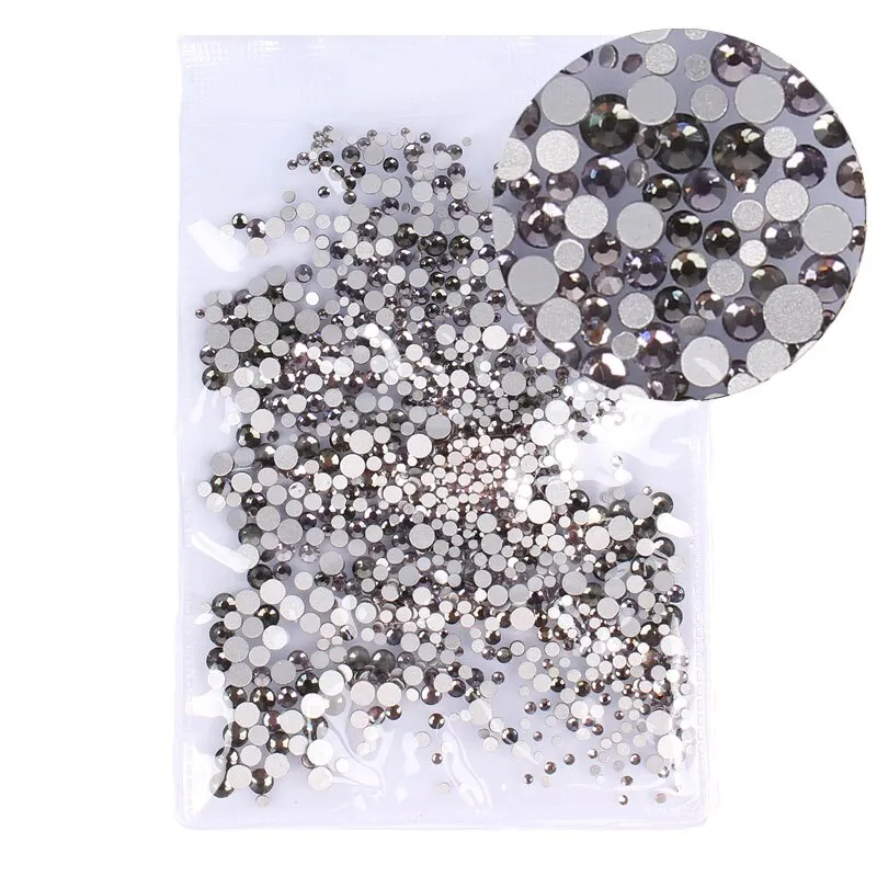 Mix Sizes 1000PCS/Pack Crystal Clear AB Non Hotfix Flatback Rhinestones Nail Rhinestones For Nails 3D Nail Art Decoration Gems