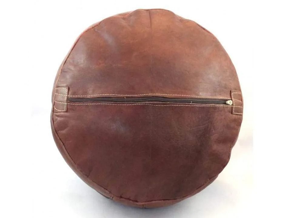Moroccan Leather Ottoman - Tan Tabouret Pouf