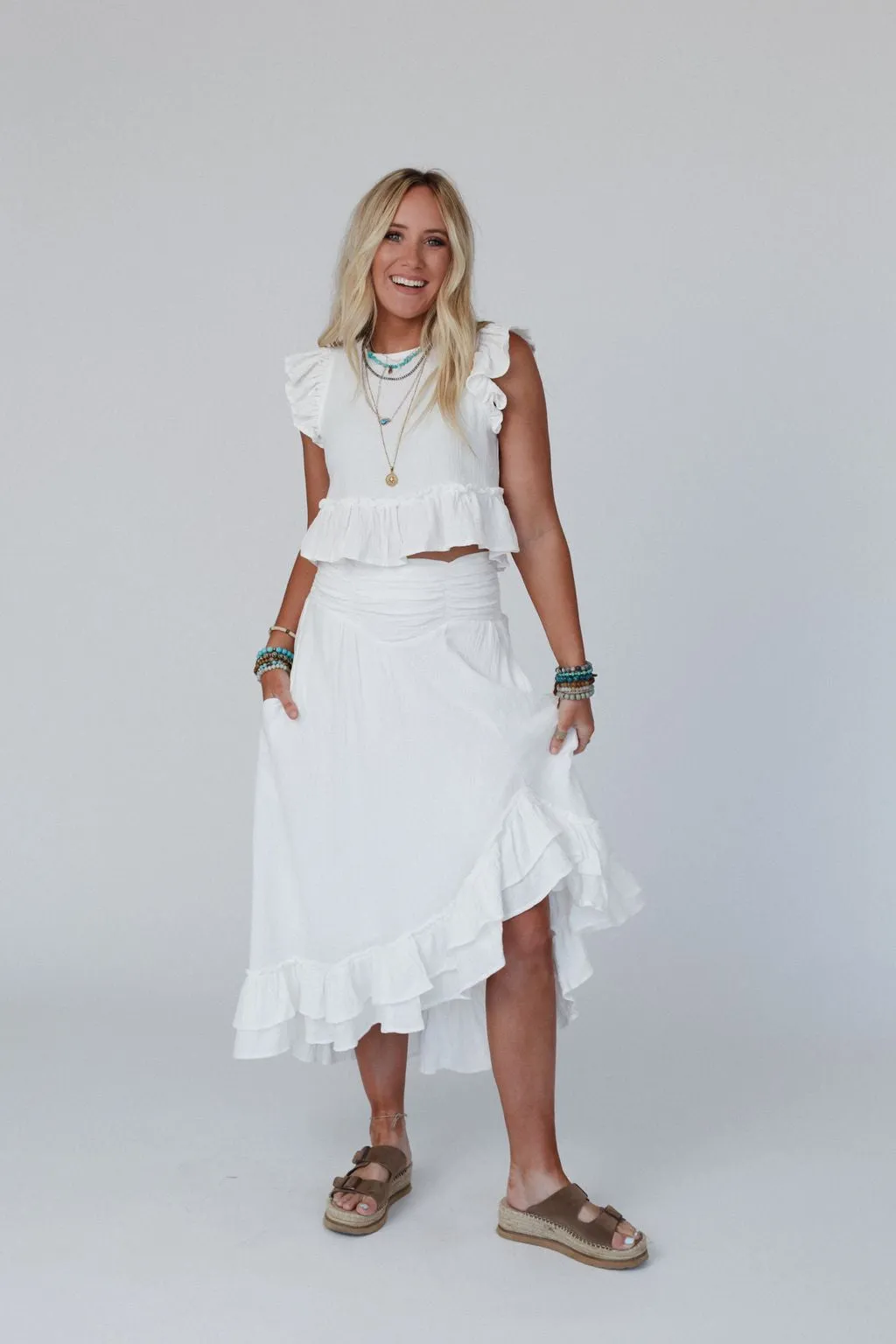 Mya Ruffled Trim Set - Ivory
