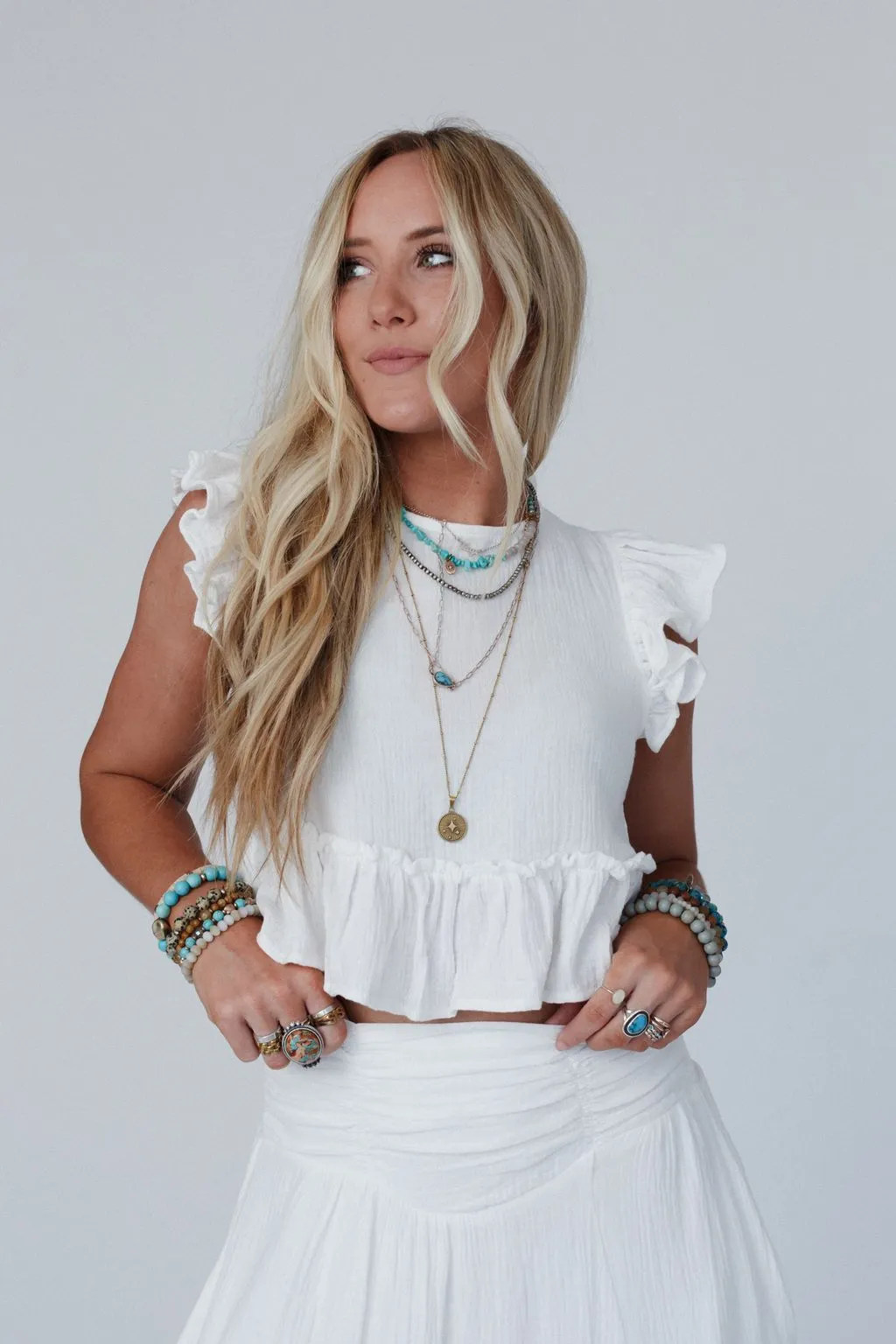 Mya Ruffled Trim Set - Ivory