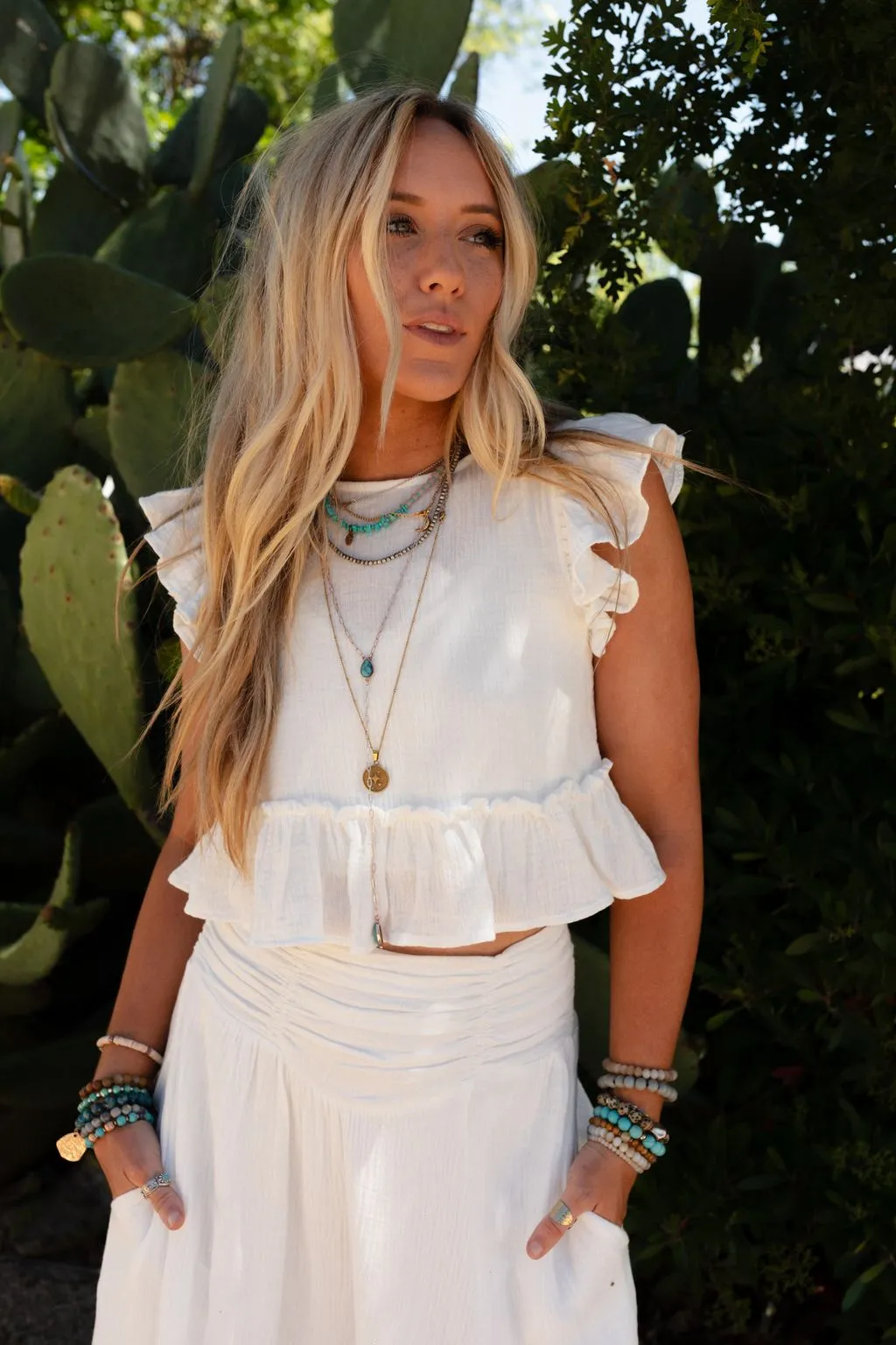Mya Ruffled Trim Set - Ivory