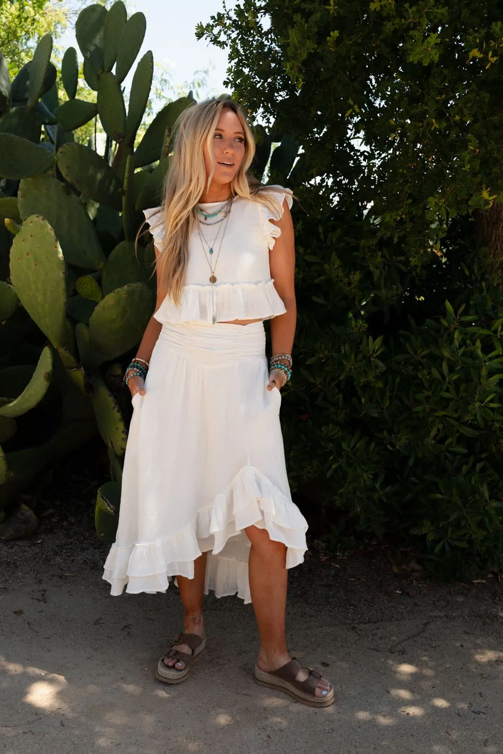 Mya Ruffled Trim Set - Ivory