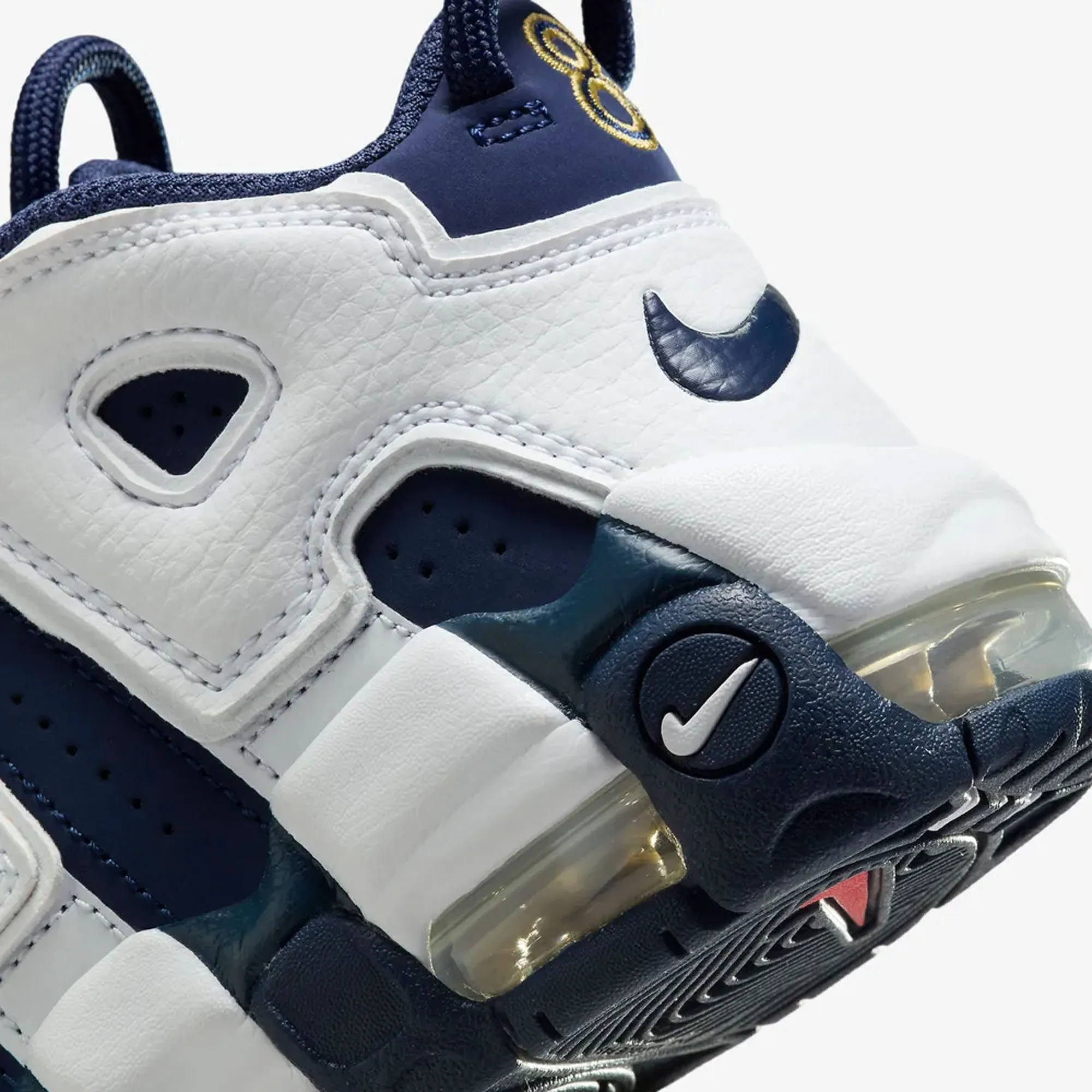 NIKE | AIR MORE UPTEMPO '96 { WHITE/MIDNIGHT NAVY-METALLIC GOLD