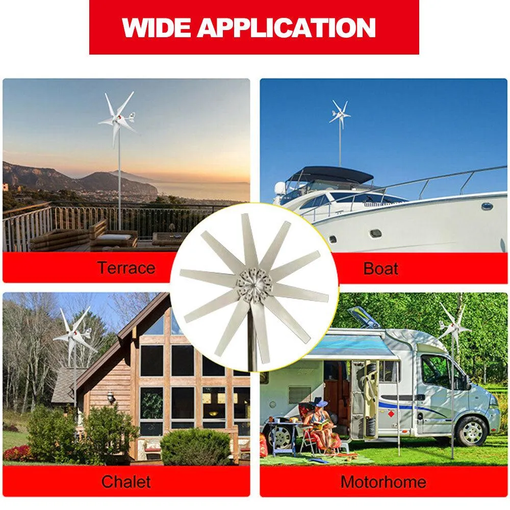 ONEVAN 10 Blades Wind Turbine Generator 12V/24V MPPT Controller | Small Wind Turbine For Home