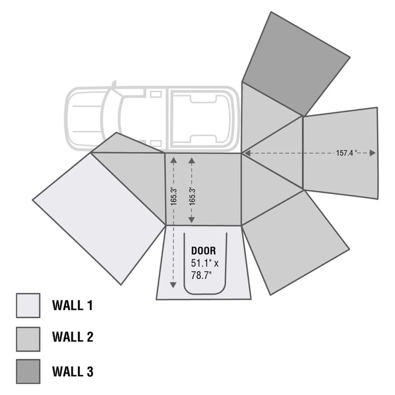 Overland Vehicle Systems HD Nomadic 270 Awning & Wall 1,2,3 & Brackets