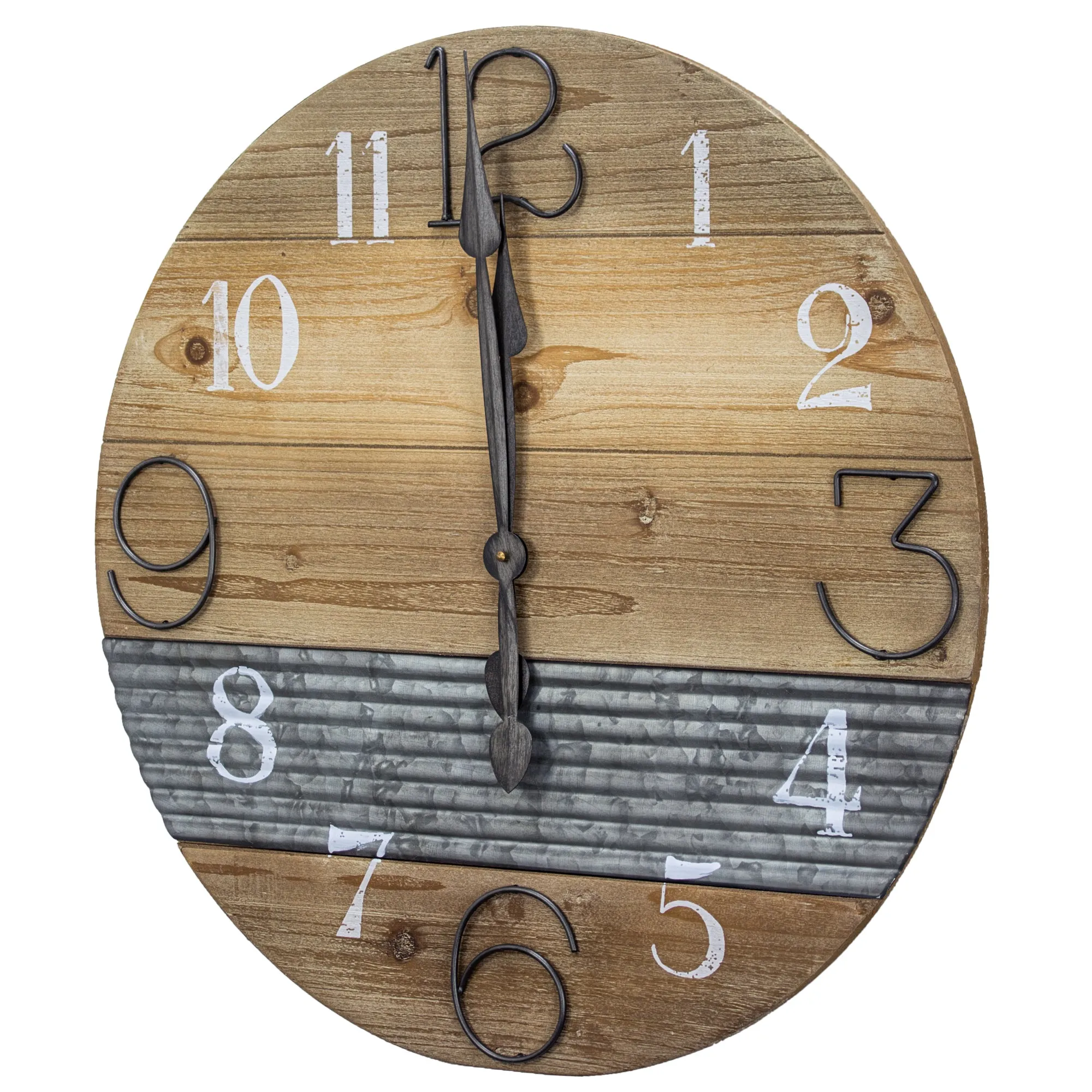 Oversized Wood & Metal Farmhouse Wall Clock 23"