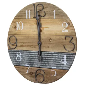 Oversized Wood & Metal Farmhouse Wall Clock 23"