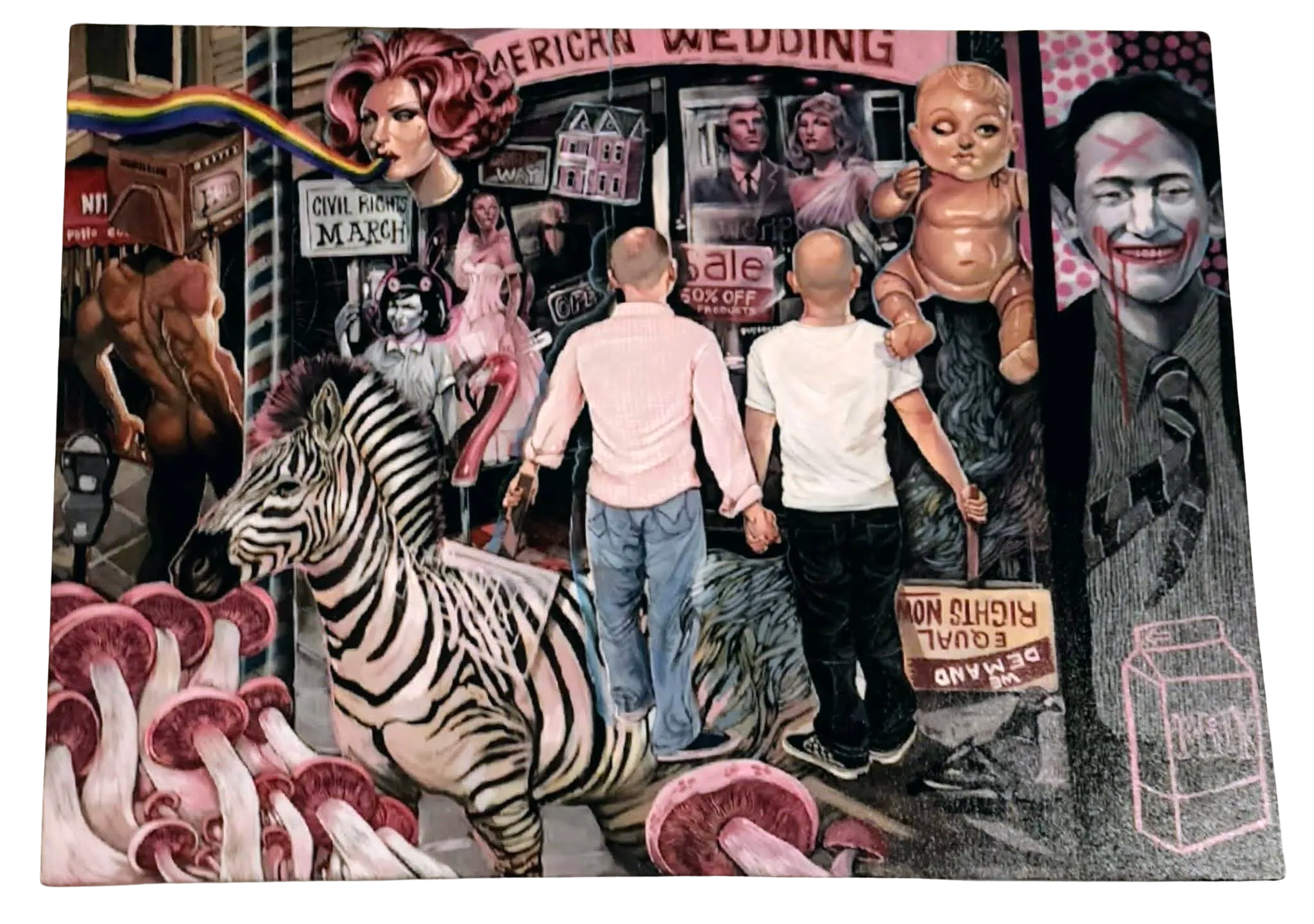 Pink Party Original Acrylic Painting by Serge Gay Jr
