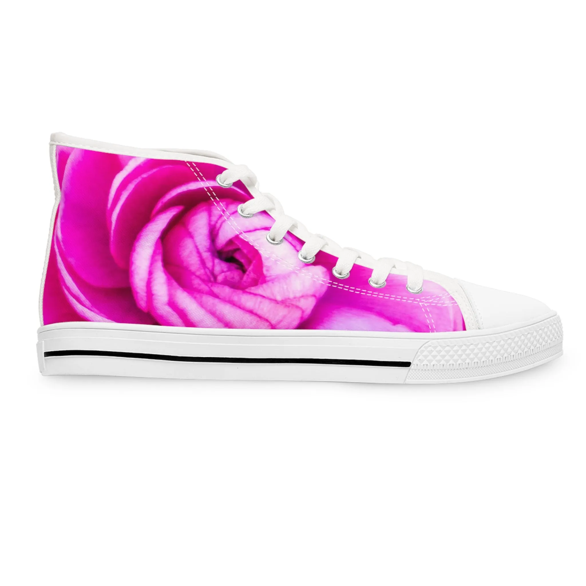 Pink Rose Women's High Top Canvas Sneakers AOP