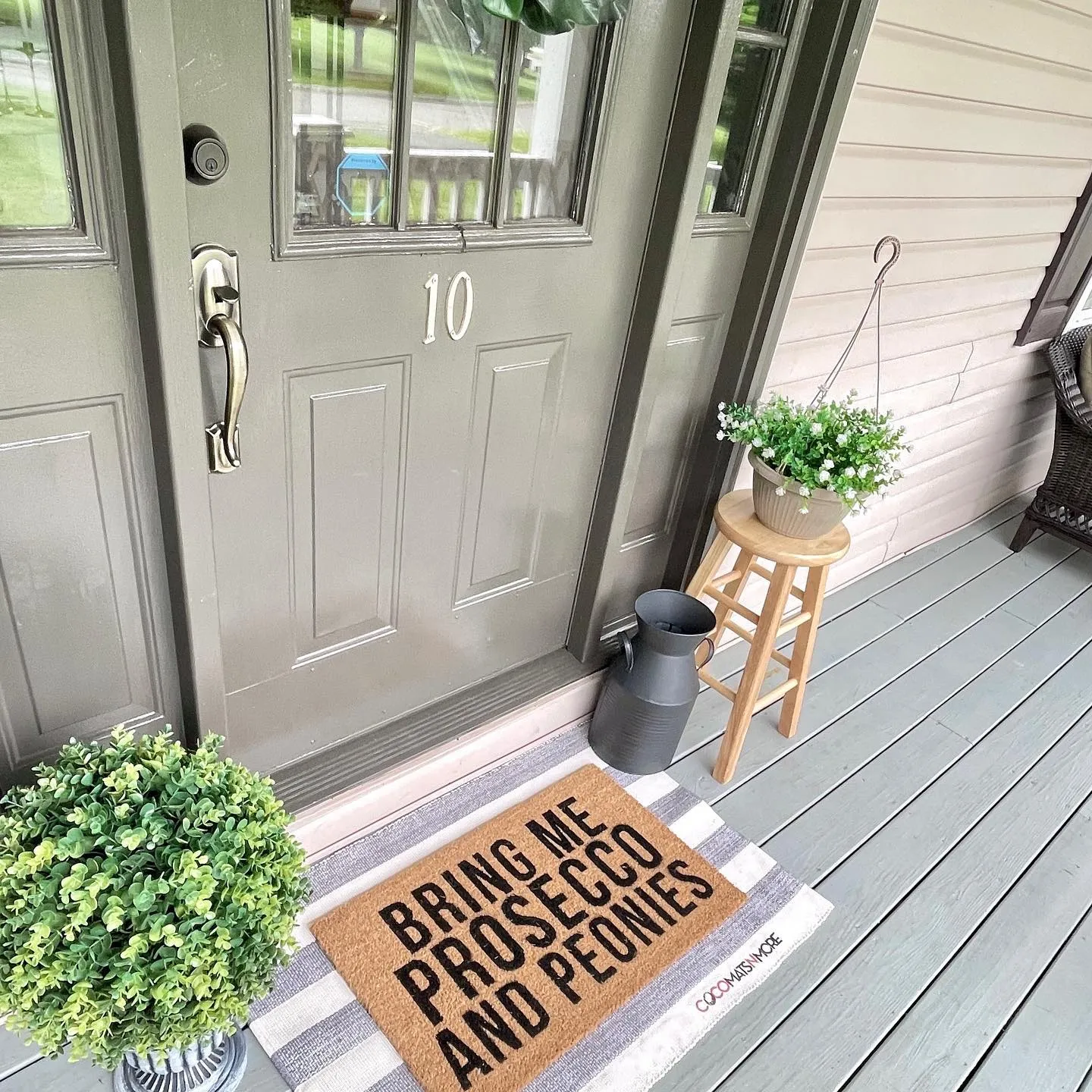 Prosecco and Peonies Vinyl Coir Doormat