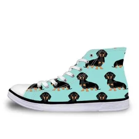 Pug Floral Print Women Vulcanized Sneakers Flat Ladies Lace-up