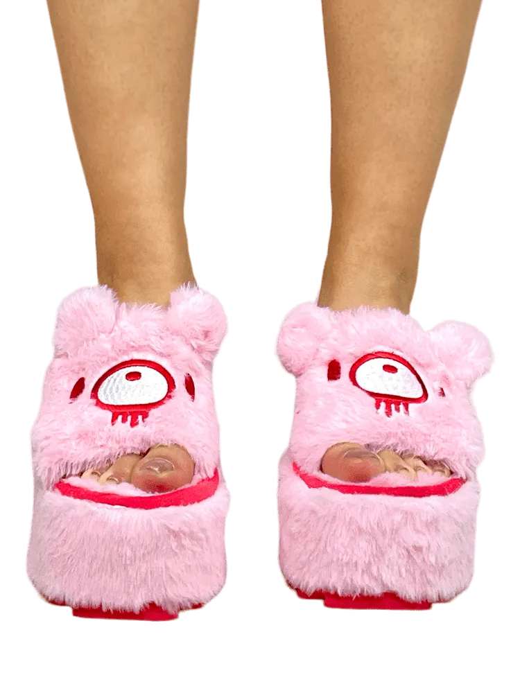 Qozii Gloomy Bear [Pink] | PLATFORM SLIDES