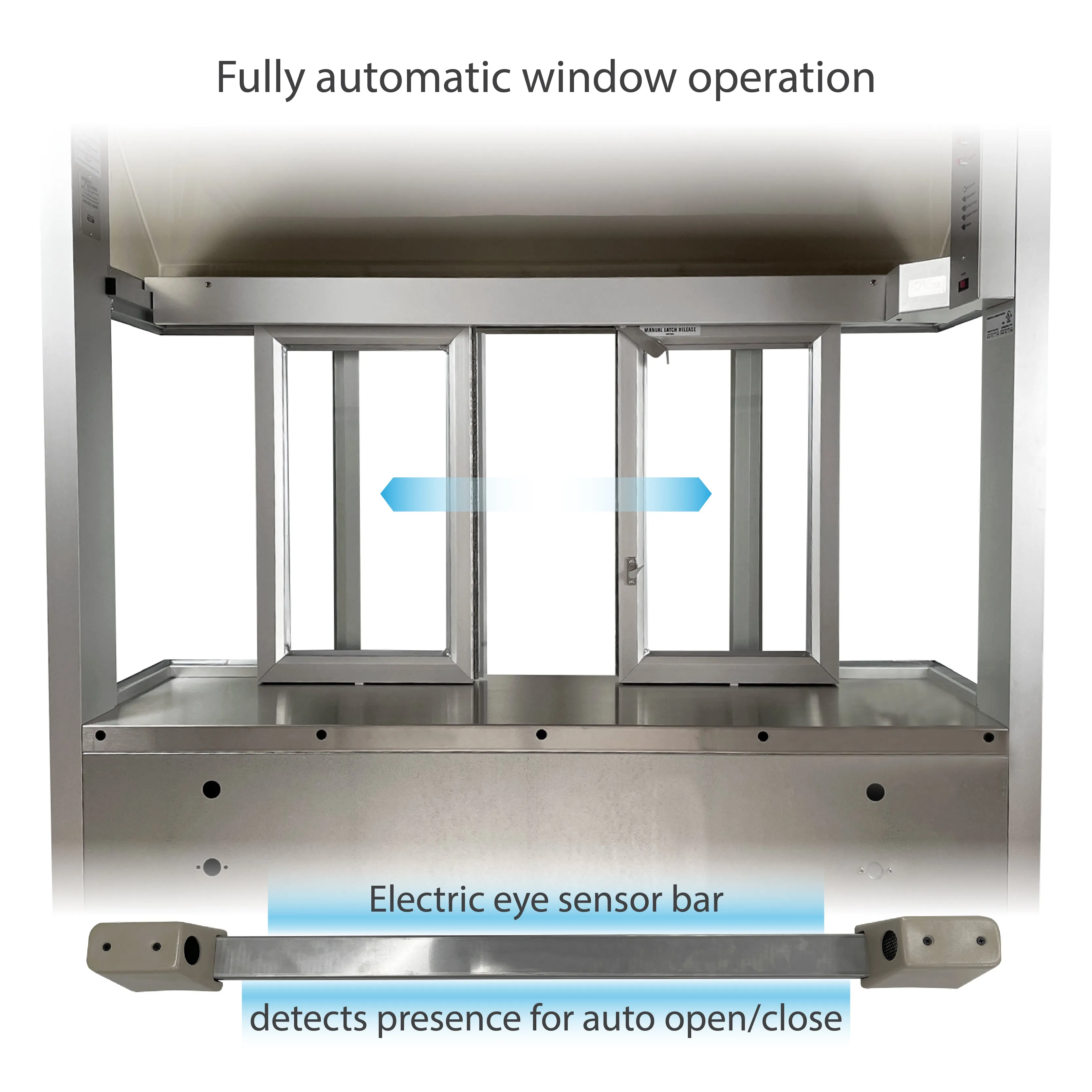 Ready Access BO10-E | Fully Automatic Open/close Bi-parting Drive Thru Window | Multiple Color Options