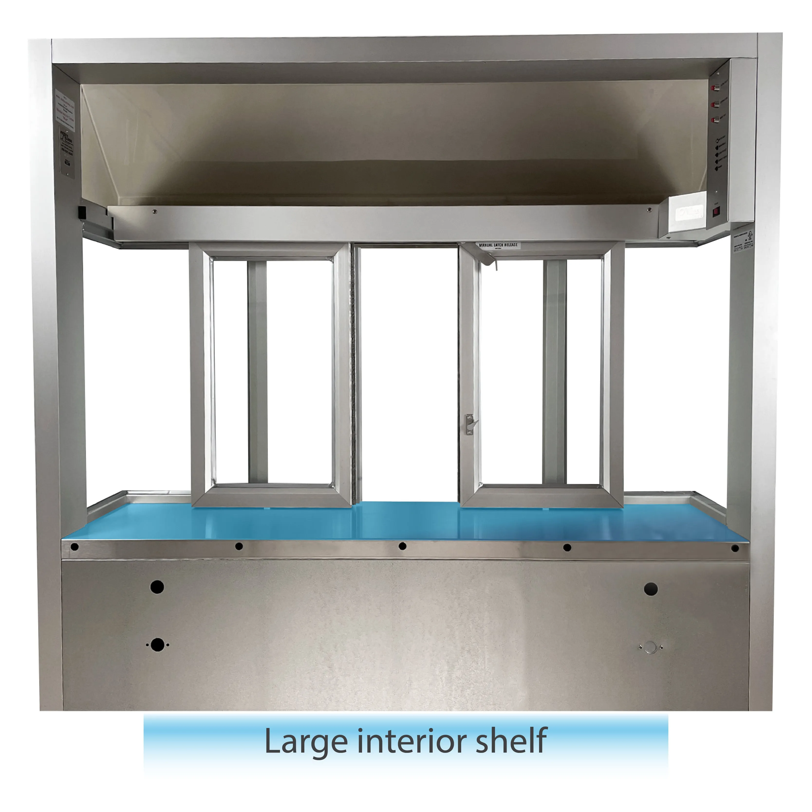 Optimize the title of this e-commerce product to enhance readability and SEO value. Here is a revised version:

Drive-Thru Window with Manual Open/Self-Close Bi-Parting Feature for Ready Access - Multiple Color Options Available