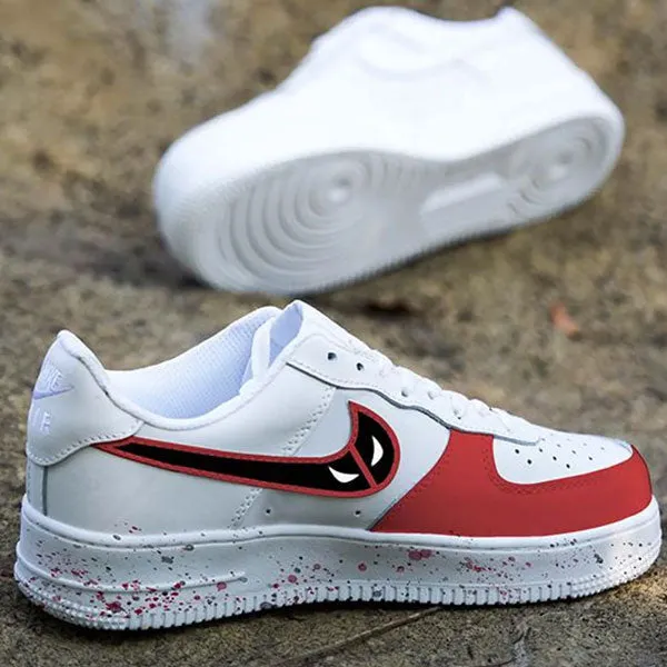 Red Black Deadpool Graffiti Custom Air Force 1