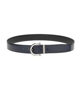 Reversible and Adjustable Gancini Belt Navy Blue/Black