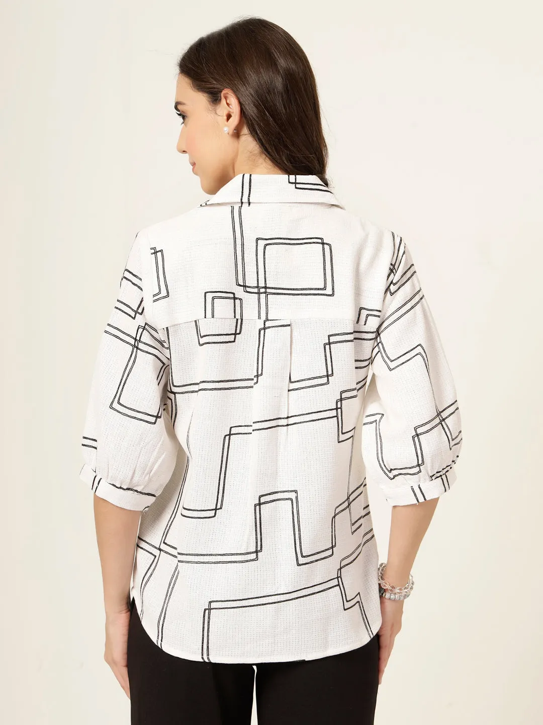 Style Quotient Women White and black Oversize Shirt