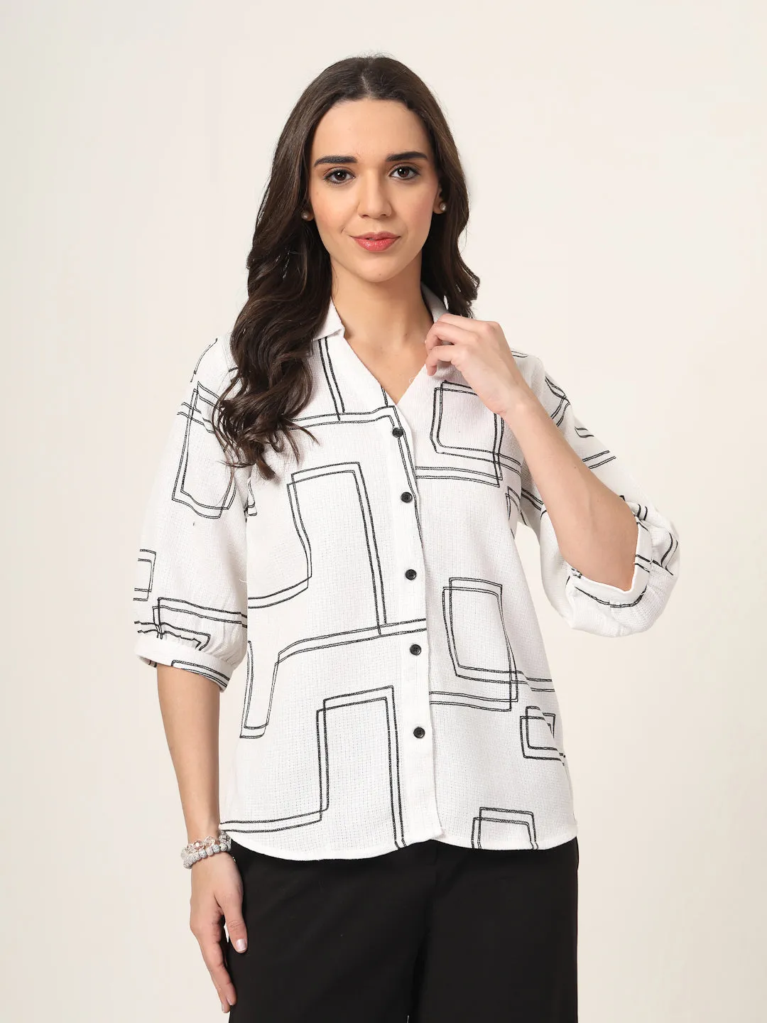 Style Quotient Women White and black Oversize Shirt